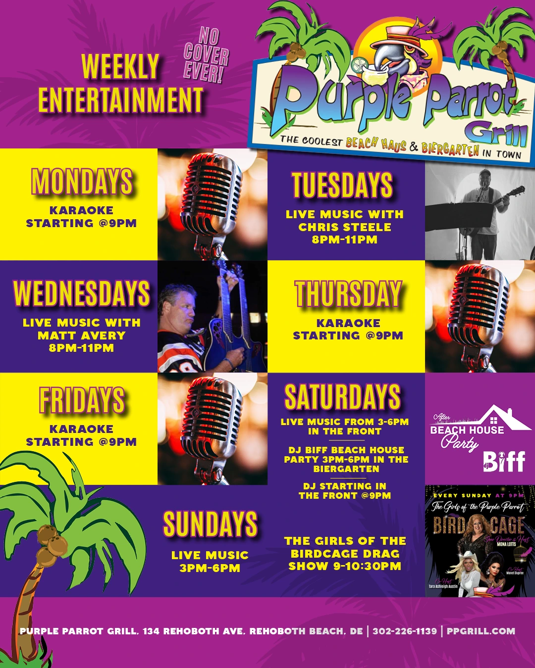 Purple Parrot Weekly Entertainment